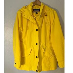 Women's Lands End Yellow Rain Coat Wind Breaker Jacket Coat Size Large